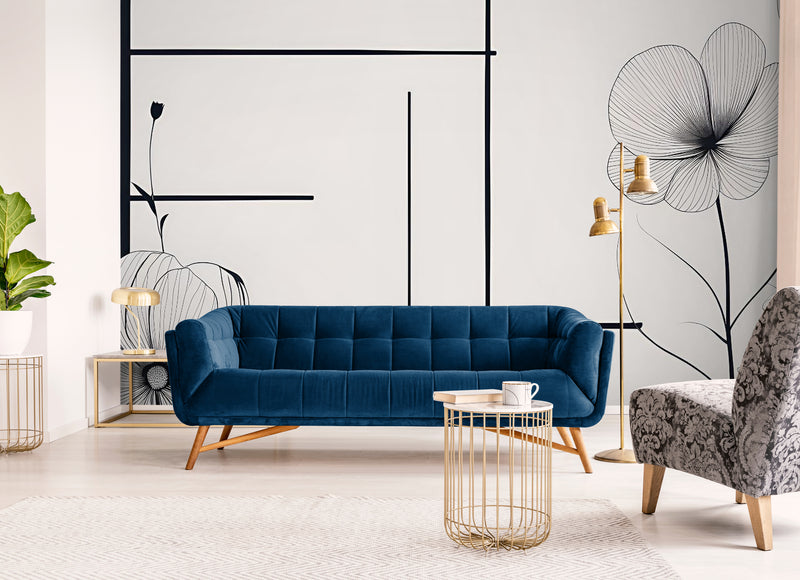 Floral Wallpaper - Minimalist Black and White