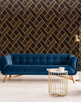 Papier Peint Art & Déco - Motifs Chevron Dorés