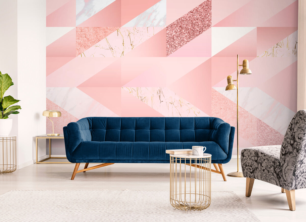 Geometric Wallpaper - Pink and Marble Gradient