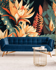 Papier Peint Abstrait - Feuillage Tropical Exotique