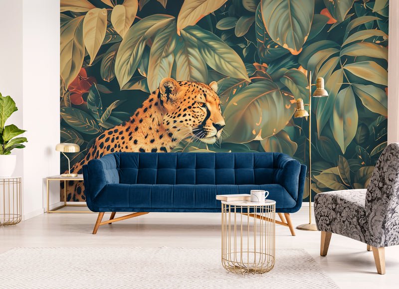 Savannah Wallpaper - Leopard and Lush Foliage