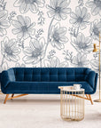 Papier Peint Noir Et Blanc - Mur De Fleurs