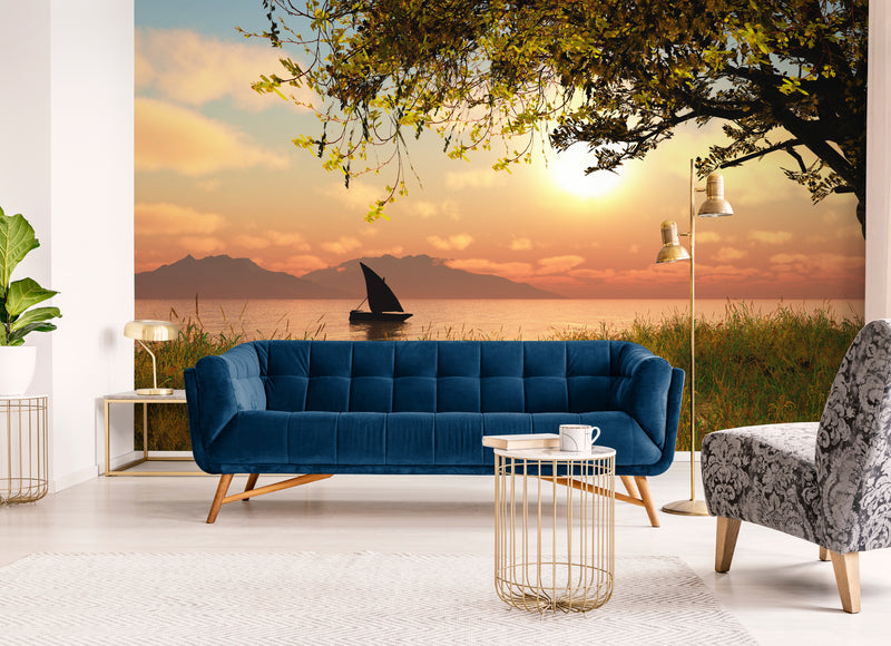 Landscape Wallpaper - Sunset with Sailboat