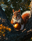 Papier peint animaux - écureuil sur une branche en automne
