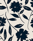 Papier peint fleuri - silhouettes de feuilles noires