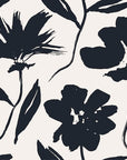 Papier peint fleuri - grands dahlia noirs et blancs