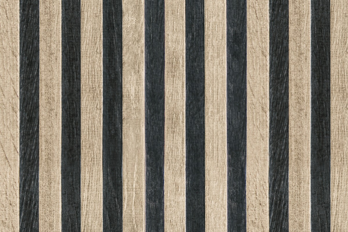 Papier Peint Bois - Rayures Beiges et Noires