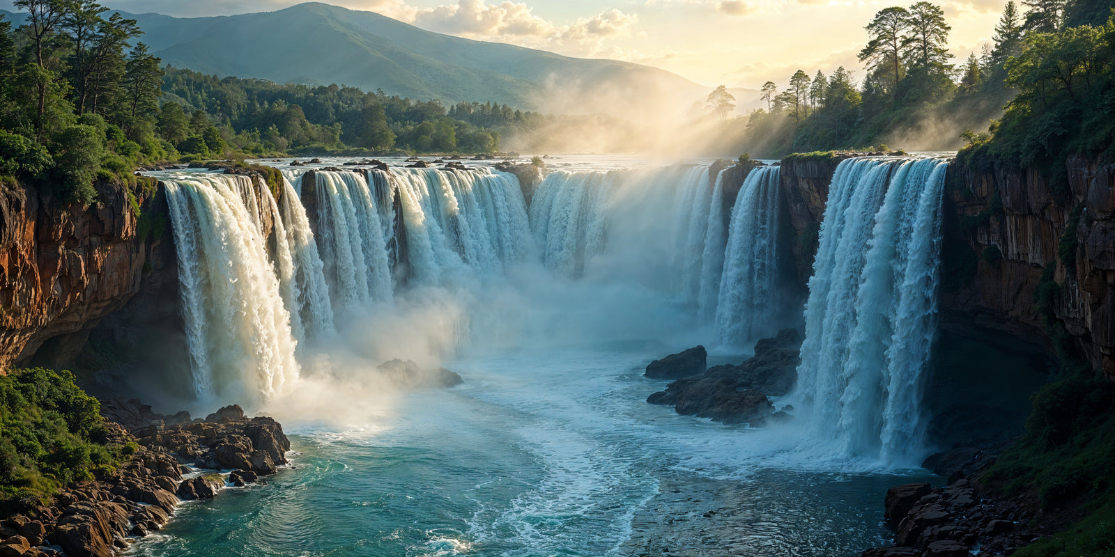 Papier peint cascades - chutes d'eau tropicales