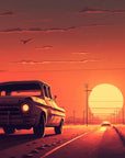 Papier Peint Rétro - Coucher De Soleil