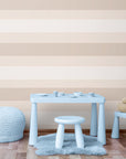 Papier Peint Enfant - Bandes Rose Et Beige