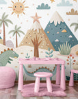 Papier Peint Enfant - Forêt Et Dinosaures