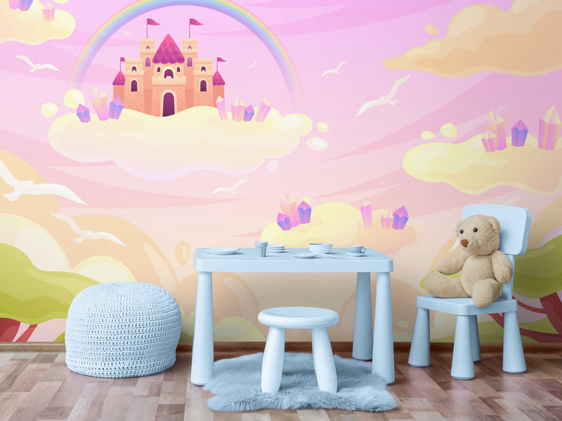 Papier Peint Enfant - Château Dans Les Nuages