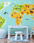 Papier Peint Enfant - Carte Du Monde Découverte