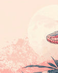 Papier peint animaux - serpent et branches de bambou roses