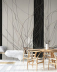 Papier Peint Abstrait - Lignes Noires Minimalistes