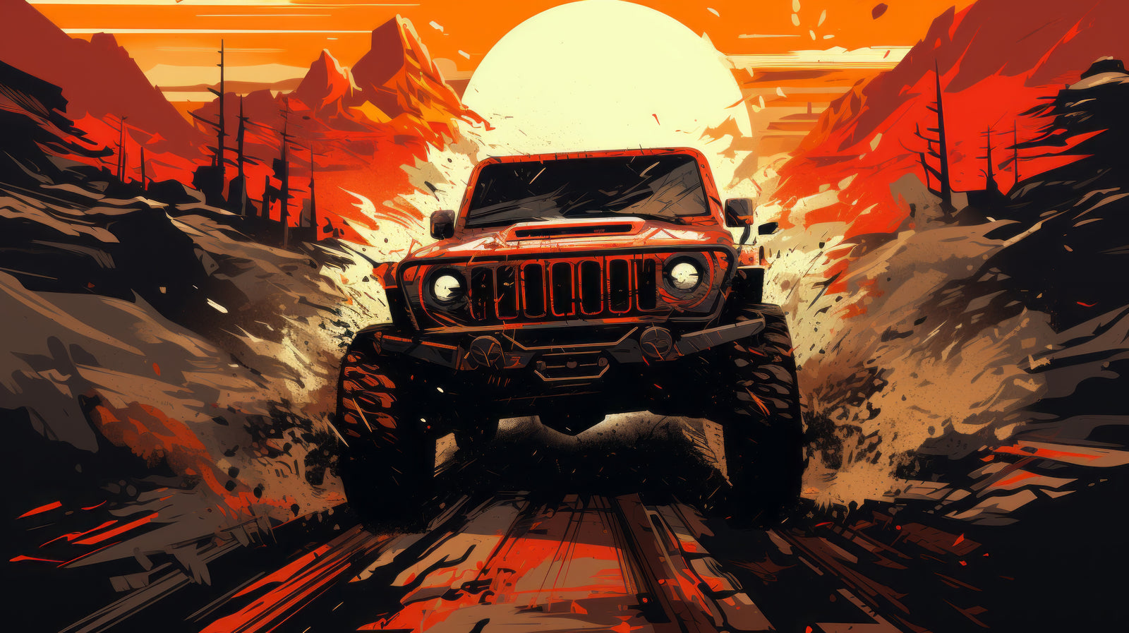 Wallpaper illustration – 4x4 and wild adventure