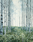 Papier Peint Aquarelle - Forêt De Bouleaux
