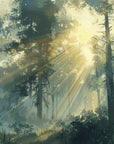 Papier Peint Paysage - Rayons De Soleil À Travers La Forêt