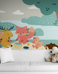 Papier Peint Enfant - Forêt Scandinave Et Animaux