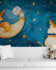 Papier Peint Enfant - Lune Et Animaux Magiques