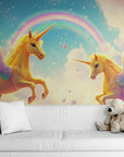 Papier Peint Enfant - Licorne Et Arc-En-Ciel