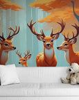 Papier Peint Nature - Cerfs Et Biche En Harmonie