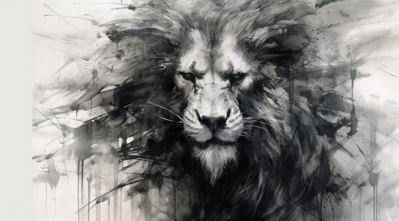 Black and White Wallpaper - Wild Lion Portrait