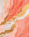 Papier peint Abstrait – Marbre rose corail et or
