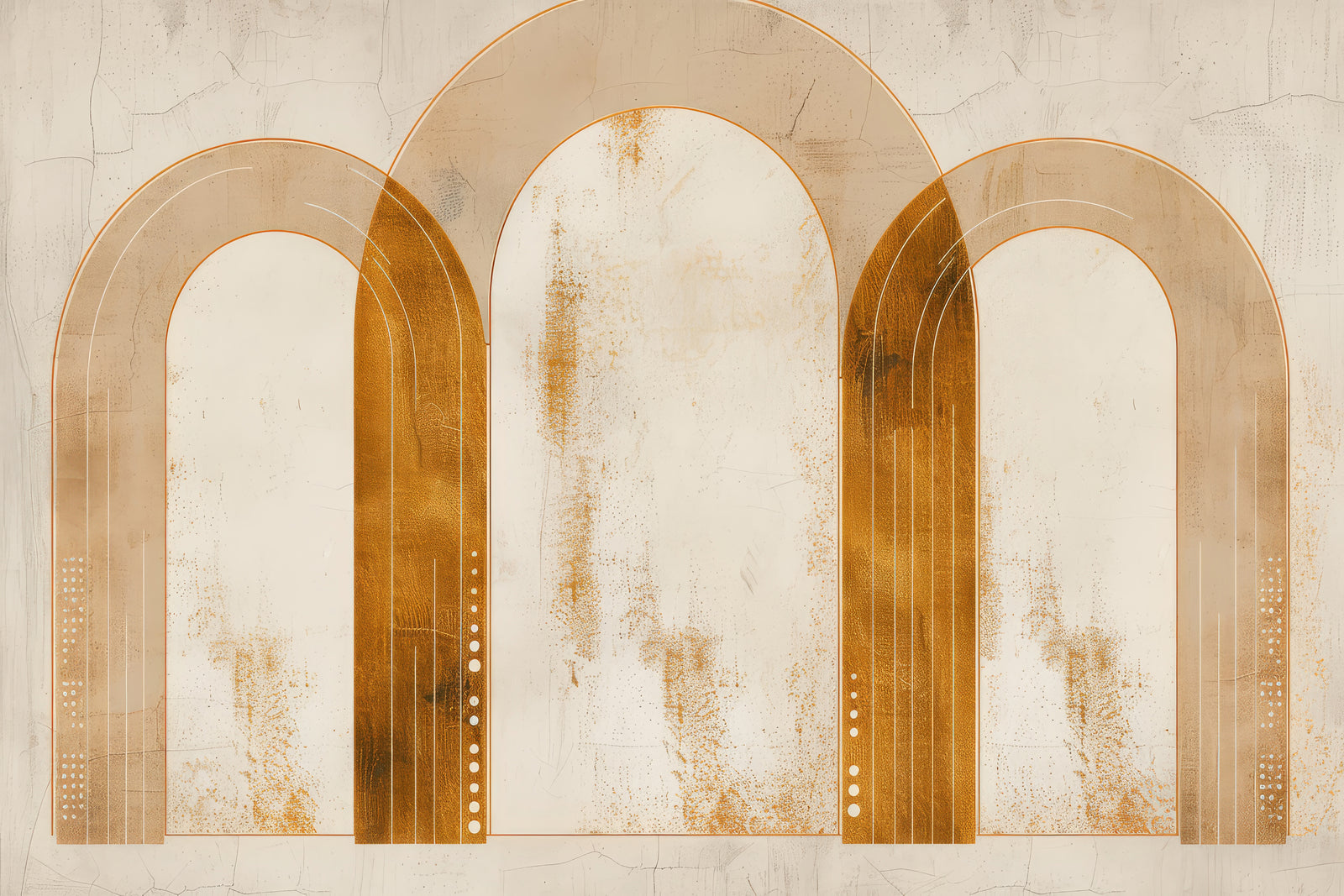 Art Deco wallpaper – textured gold arches