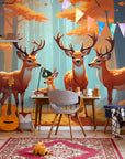 Papier Peint Nature - Cerfs Et Biche En Harmonie