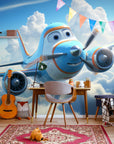 Papier Peint Enfant - Avion Et Nuages Flottants