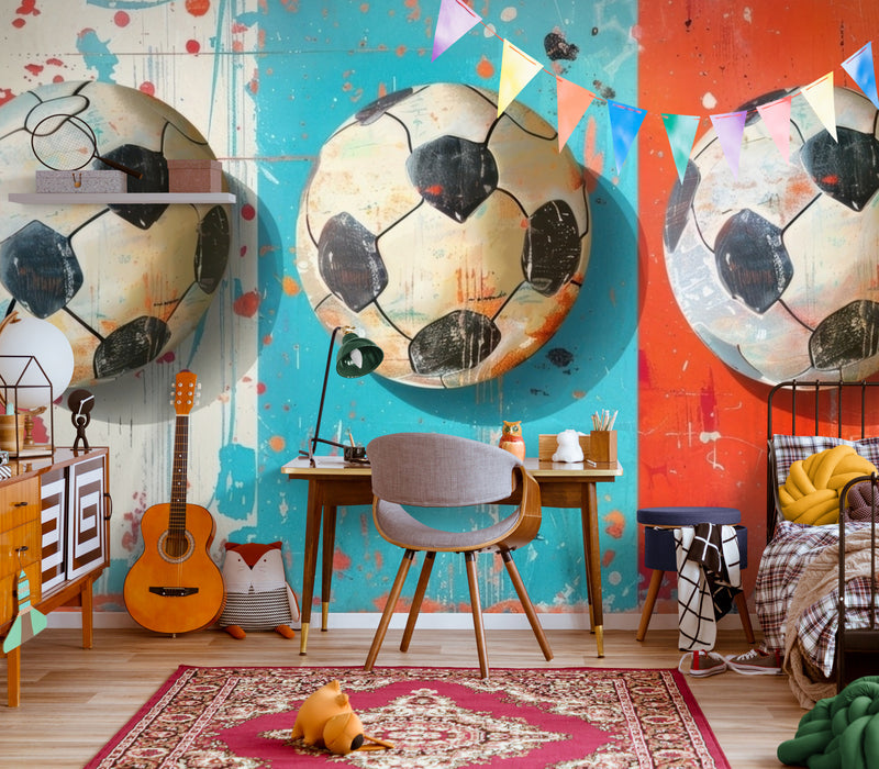 Papier Peint Enfant - Graffiti Ballon De Foot