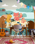 Papier Peint Enfant - Forêt Scandinave Et Animaux