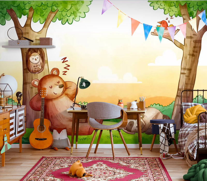 Papier Peint Enfant - Ours Dans Les Bois