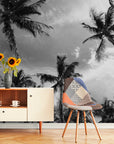 Papier Peint Tropical - Palmiers Jungle Noir Et Blanc
