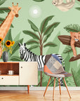Papier Peint Jungle - Léopard Zèbre Et Girafe