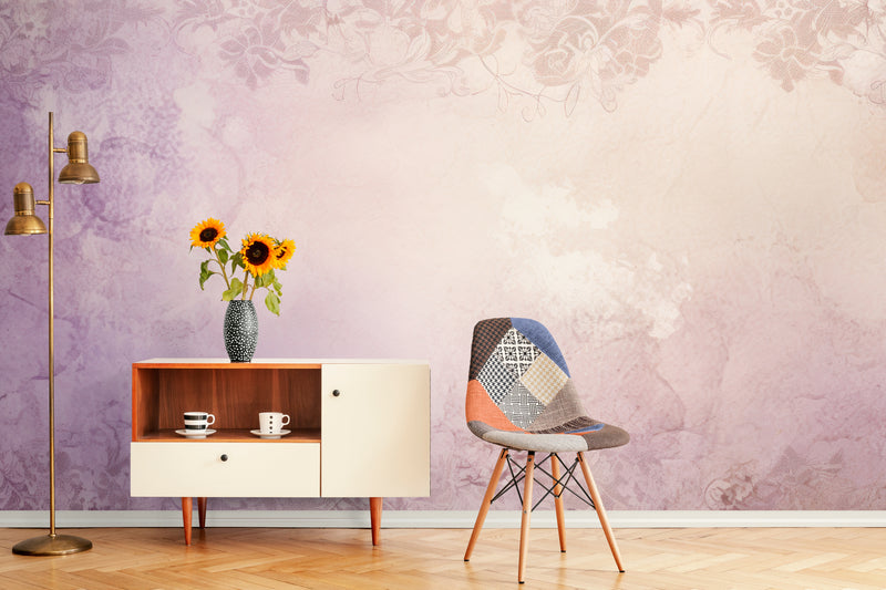 Papier Peint Vintage - Violet Subtil