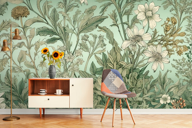 Papier Peint Vintage - Fleurs Classiques