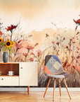 Papier Peint Vintage - Champ De Fleurs