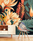 Papier Peint Abstrait - Feuillage Tropical Exotique