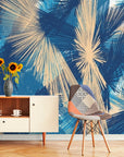 Papier Peint Feuillage - Feuilles De Palmier Bleues