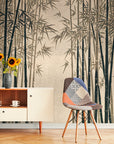 Papier Peint Vintage - Forêt De Bambou Grise