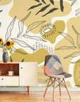 Papier Peint Moderne - Floral Jaune