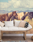 Papier Peint Nature - Chevaux Dans La Vallée