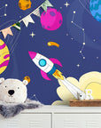 Papier Peint Enfant - Fusée Et Planètes Lointaines