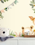 Papier Peint Enfant - Paysage Avec Animaux De La Forêt