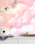 Papier Peint Enfant - Nuages Roses Nordiques