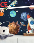 Papier Peint Enfant - Fusée Et Navette Spatiale
