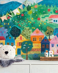 Papier Peint Enfant - Village Coloré Joyeux
