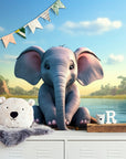 Papier Peint Enfant - Petit Éléphant Sur Un Bateau